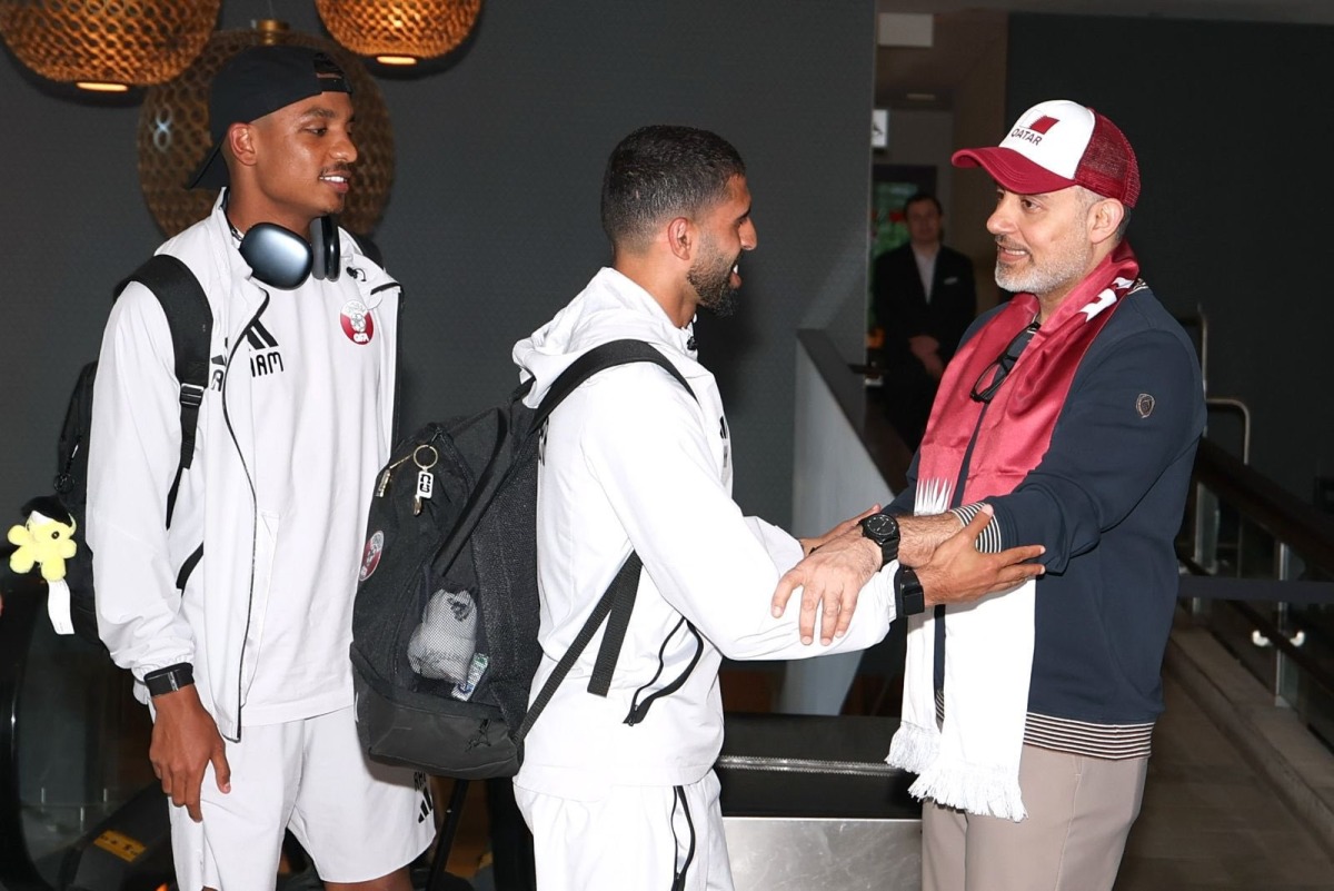 The Ambassador of the State of Qatar to Canada HE Tariq Ali Faraj Al Ansari greeting the players after landing in Canada