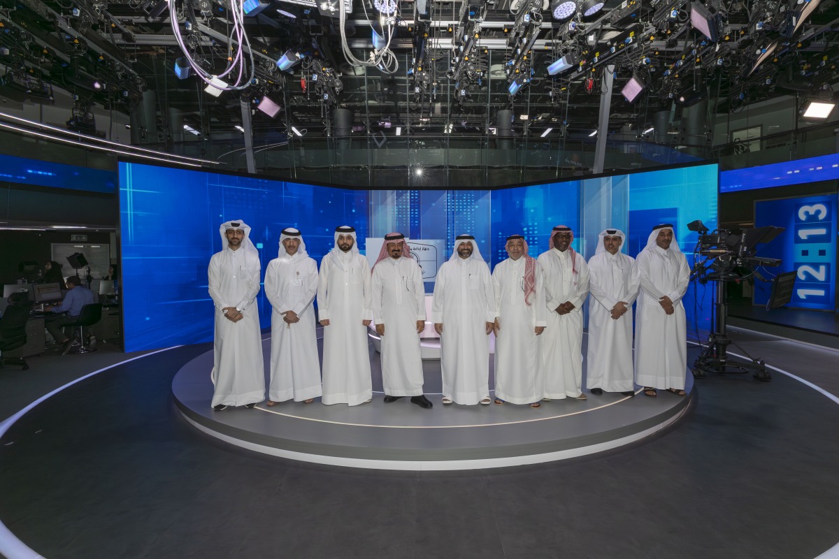 Director General of the Gulf Radio and Television Organisation H E Dr. Abdulrahman bin Abdulaziz Al-Hazzaa  with other officials during the visit.