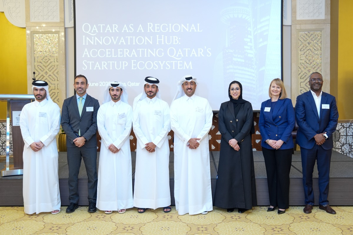 Managing Director of USQBC Doha Sheikha Mayes H Al-Thani, and World Bank Group Country Manager for Qatar, Holly Welborn Benner with other officials during the high-level meeting.