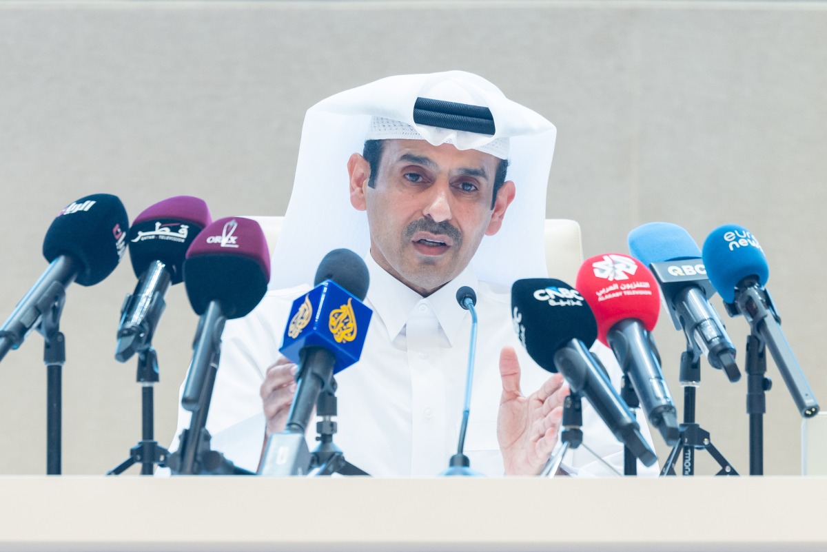 Minister of State for Energy Affairs, President and CEO of QatarEnergy H E Saad Sherida Al-Kaabi addressing the event yesterday.
