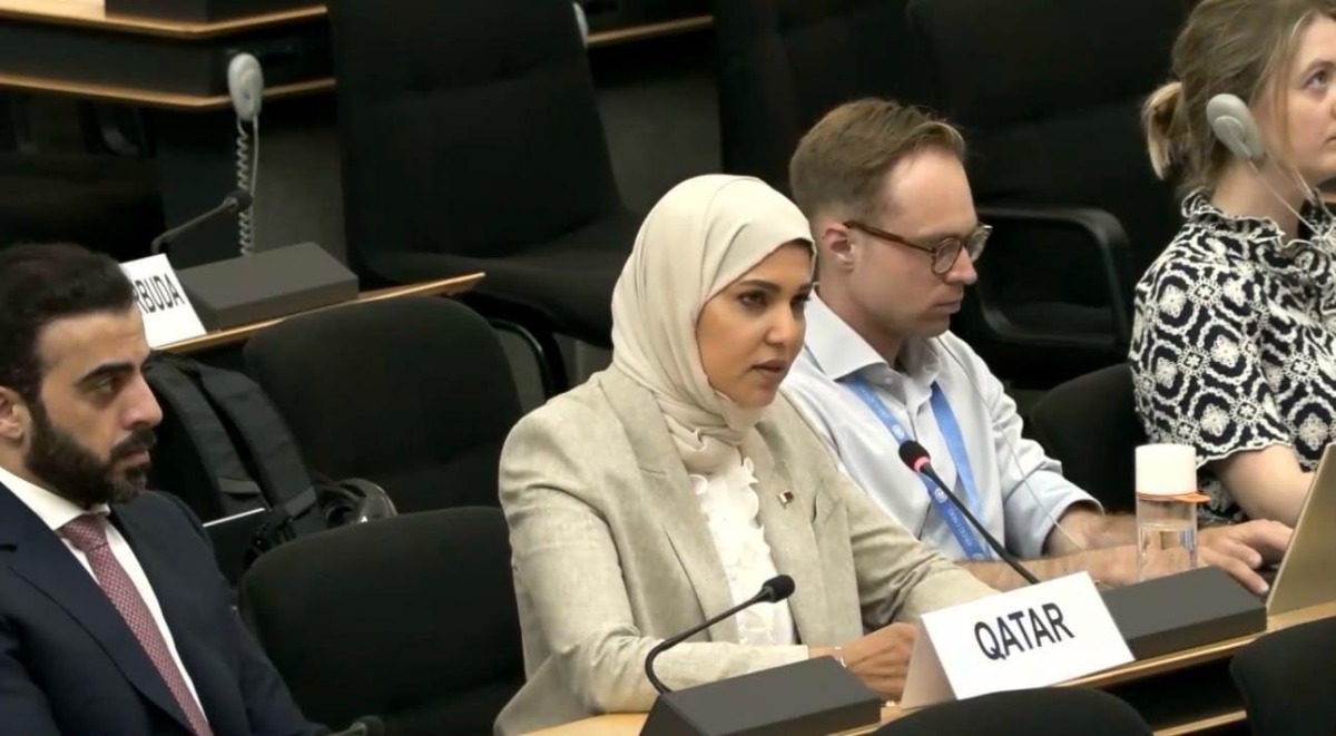 Permanent Representative of the State of Qatar to the UN Office in Geneva, H E Dr. Hind Abdulrahman Al Muftah, speaking during a panel discussion at the 62nd session of the UNHRC in Geneva.
