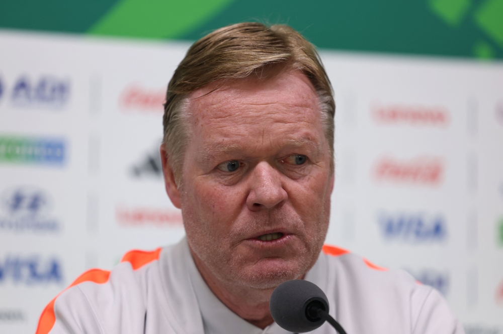 Netherlands' head coach Ronald Koeman speaks during a press conference on the eve of the 2026 World Cup Round of 32 football match between the Netherlands and Morocco at Monterrey stadium in Monterrey, Mexico on June 28, 2026. (Photo by Julio Cesar Aguilar / AFP)