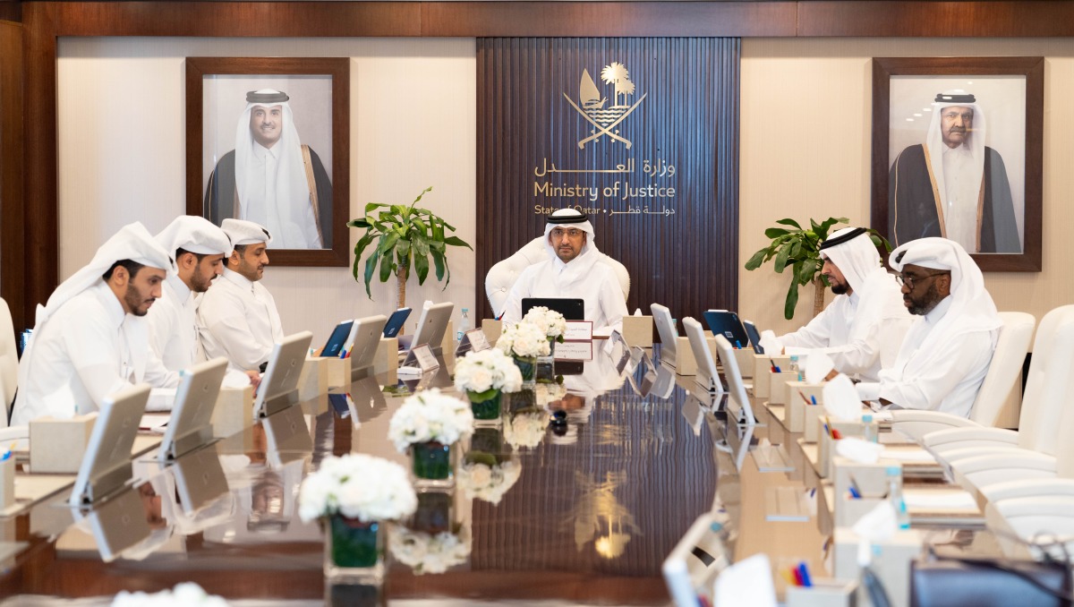 Minister of Justice and Minister of State for Cabinet Affairs H E Ibrahim bin Ali Al Mohannadi presiding over  the Committee's meeting yesterday.