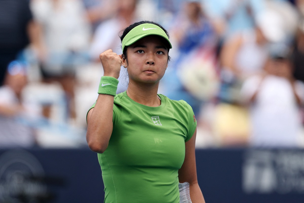 Alexandra Eala of the Philippines celebrates her win following a women's singles match against Leylah Fernandez of Canada during day three of the Washington Open 2026 at William H.G. FitzGerald Tennis Center on July 29, 2026 in Washington, DC. (Photo by Emilee Chinn / GETTY IMAGES NORTH AMERICA / Getty Images via AFP)