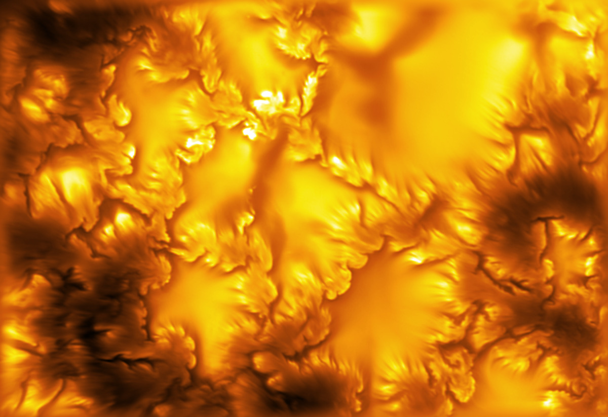 The highest-resolution image of the Sun's surface (photosphere) ever captured, taken at 416 nm by the Inouye Solar Telescope. It reveals deformed boundaries of magnetic elements and ultra-fine scale stripes, both associated with Kelvin-Helmholtz instability. Photo credit: NSF/NSO/AURA/MPS 
