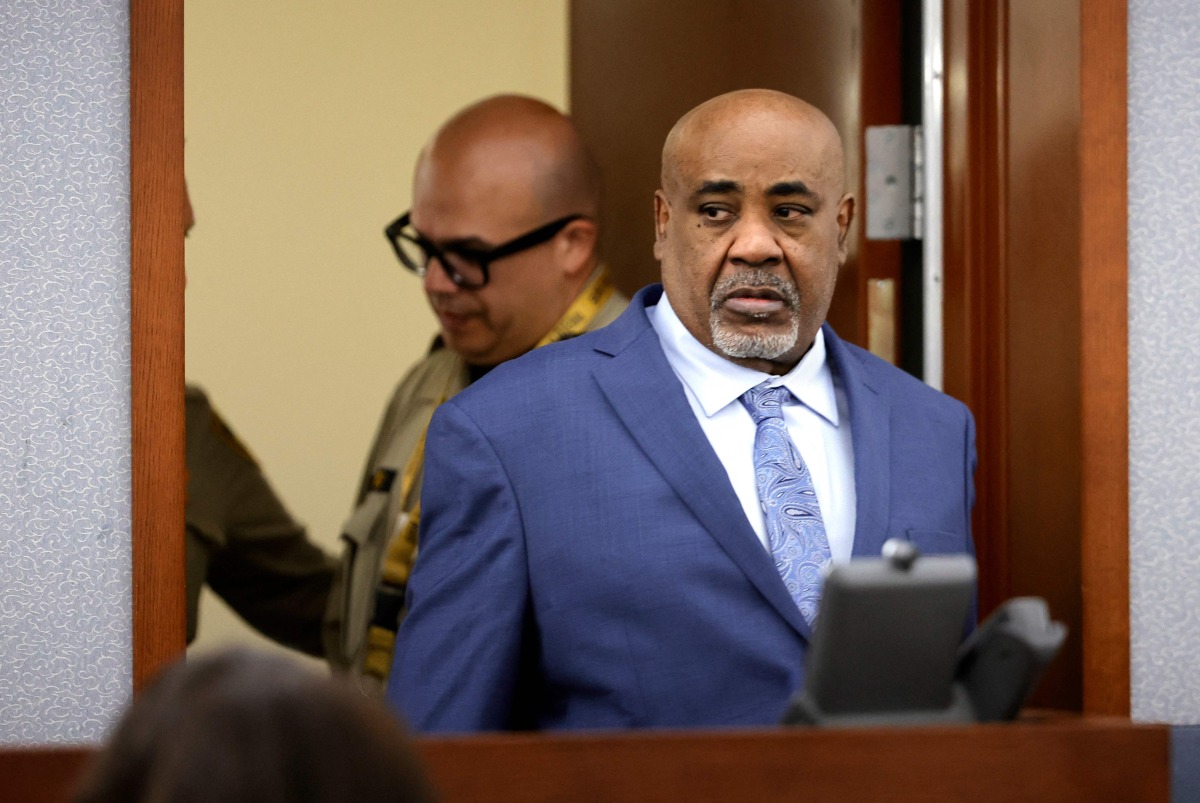 Duane Davis arrives for the opening statements of his murder trial, related to the 1996 killing of rapper Tupac Shakur, at Clark County District Court in the Regional Justice Center in Las Vegas, Nevada, on August 17, 2026. (Photo by STEVE MARCUS / POOL / AFP)
