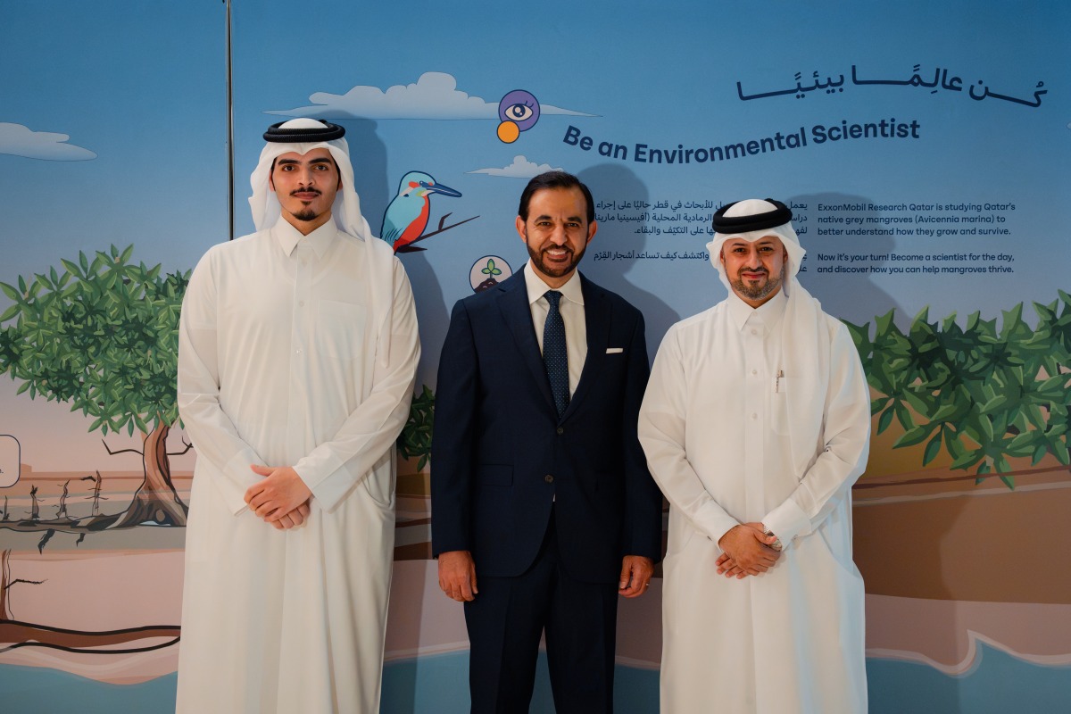 Mohammed Saad Al Rumaihi, CEO of Qatar Museums (right), Sheikh Abdulaziz bin Hamad Al-Thani, Director of the National Museum of Qatar (left), and Taher Hamid, President and General Manager of ExxonMobil Qatar (centre), during the festival.