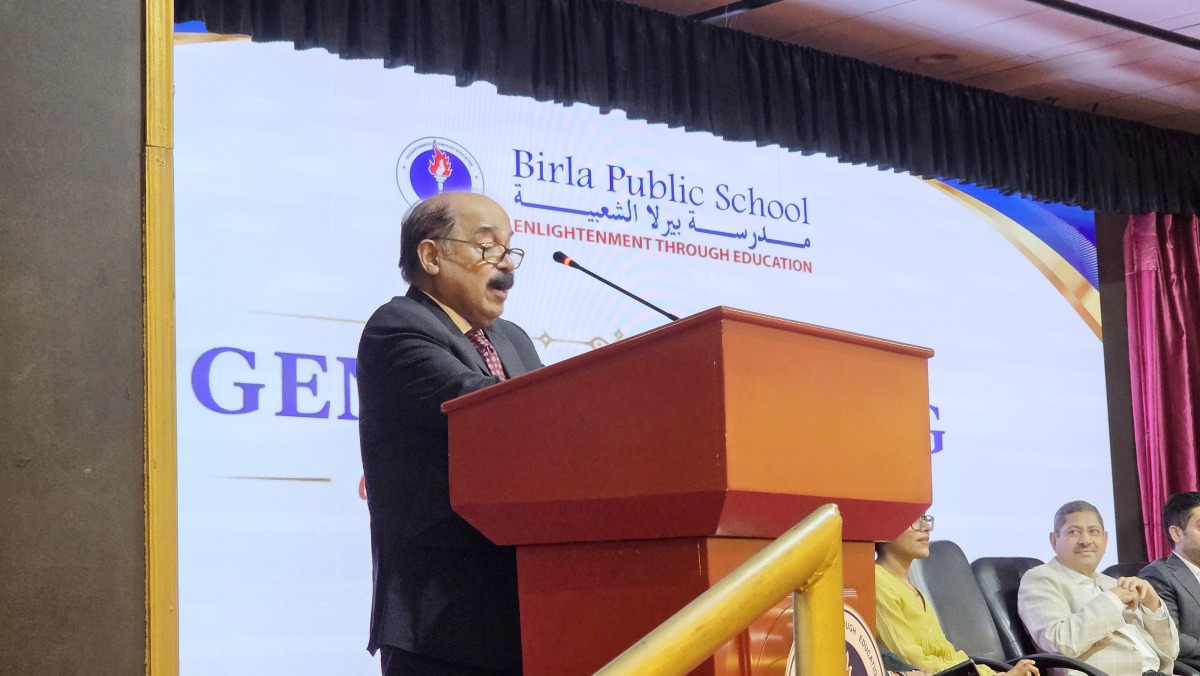Director of Birla Public School CV Rappai speaking at the event. 