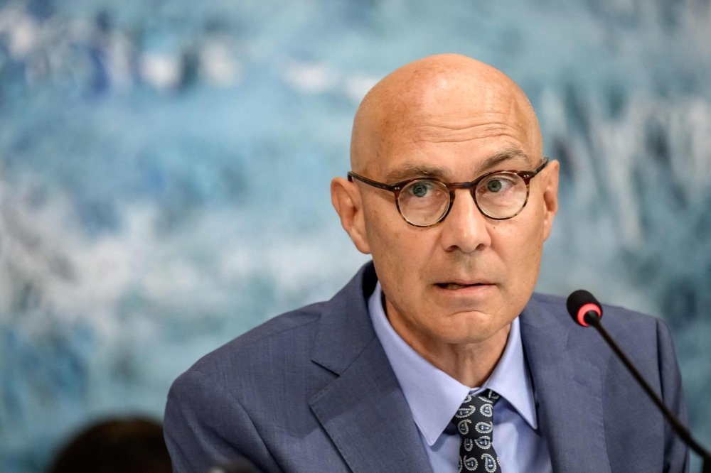 UN High commissioner for Human Rights Volker Turk delivers a speech during the 63rd session of United Nations (UN) Human Rights Council, in Geneva, on September 7, 2026. (Photo by Fabrice COFFRINI / AFP)
 
