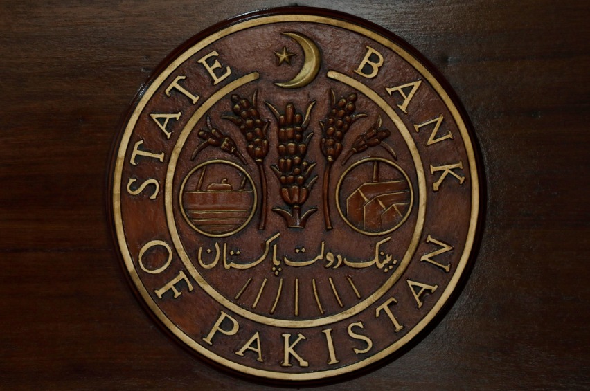 Pakistan State Bank logo pictured at a reception desk in Karachi, Pakistan. File photo for representational purposes only.