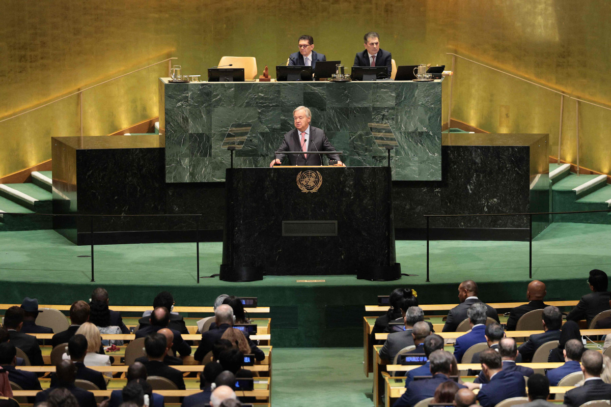 United Nations Secretary-General Antَnio Guterres speaks during the 81st session of the United Nations (U.N.) General Assembly at U.N. Headquarters on September 22, 2026 in New York City. (Photo by Michael M. Santiago / GETTY IMAGES NORTH AMERICA / Getty Images via AFP)