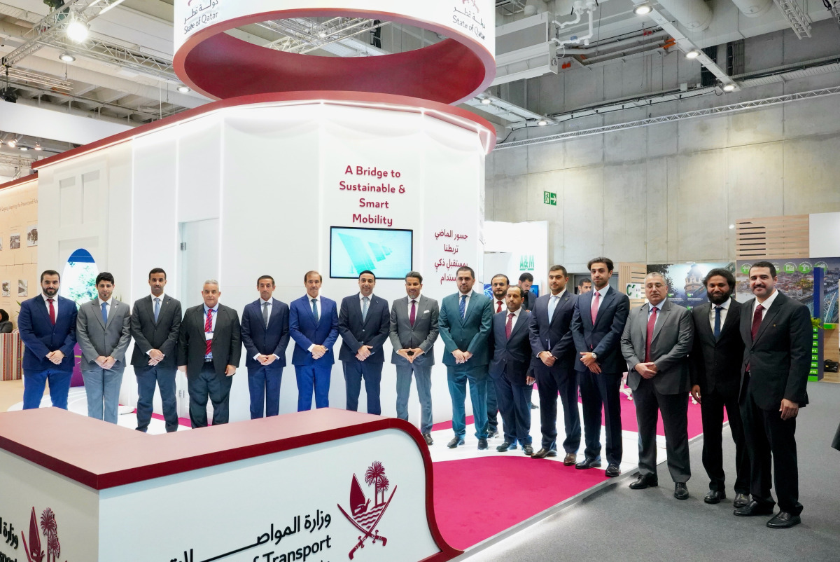 Representatives of the Ministry of Transport, Qatar Rail and Mowasalat at the Qatar pavilion.