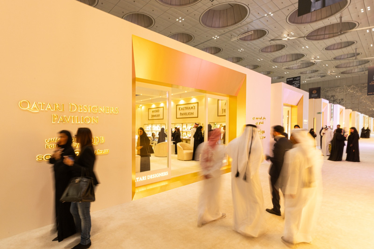 Visitors at the Qatari Designers Pavilion at DJWE 2026.
