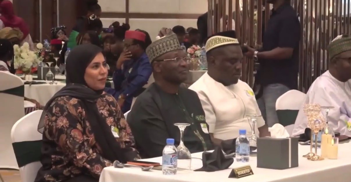 Nigerian Ambassador to Qatar H E Professor Mahmoud Yakubu (centre) with other officials and community members at the event.