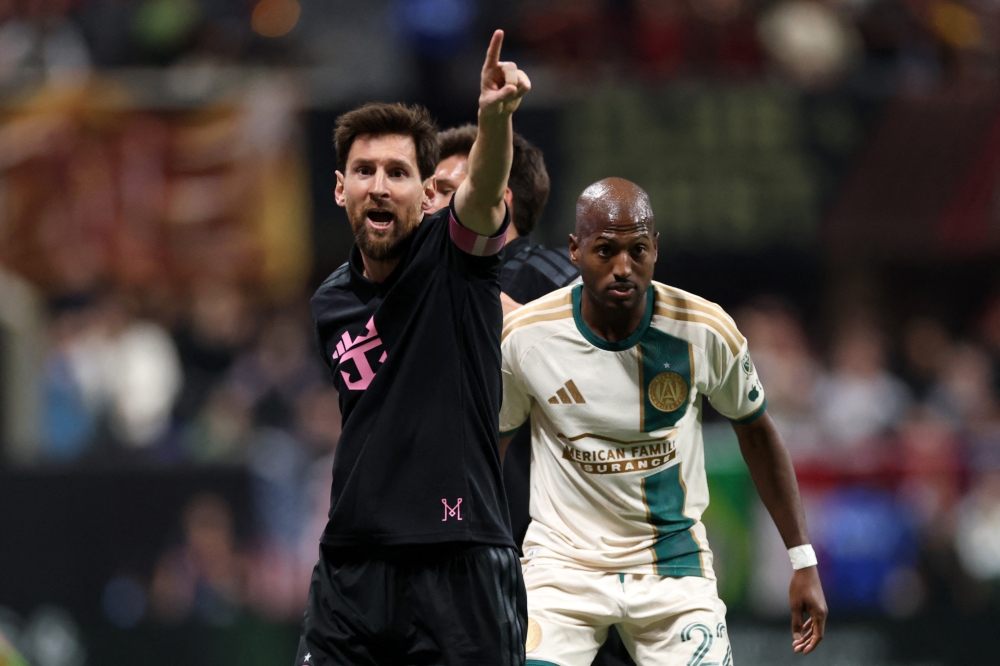 Lionel Messi #10 of Inter Miami CF reacts during the MLS match between Atlanta United FC and Inter Miami CF at Mercedes-Benz Stadium on October 17, 2026 in Atlanta, Georgia. (Photo by Kevin C. Cox /  AFP)
 