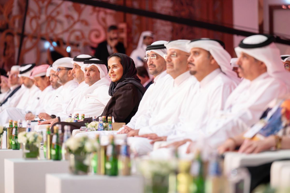 Deputy Prime Minister and Minister of State for Defence Affairs H E Sheikh Saoud bin Abdulrahman bin Hassan Al-Thani, Minister of Justice and Minister of State for Cabinet Affairs H E Ibrahim bin Ali bin Issa Al Hassan Al Mohannadi and Chairperson of Board of Directors of Qatar Leadership Centre H E Sheikha Al Mayassa bint Hamad Al Thani during the event.