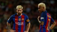 Barcelona's Lionel Messi and Neymar during the match. (REUTERS/Albert Gea)
