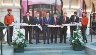 Sheikh Nawaf bin Jassim bin Jabor Al Thani (third left), Chairman of Katara Hospitality, and other officials opening the legendary Hotel Royal Savoy Lausanne in Switzerland.