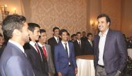 Emir H H Sheikh Tamim bin Hamad Al Thani with Qatari students in California. 