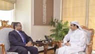 Qatar National Human Rights Committee Chairman Dr. Ali bin Smaikh Al Marri with Dr. Obaid Ahmed Al Obaid, Director of the United Nations Human Rights Training and Documentation Centre for Southwest Asia and the Arab Region.