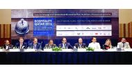 George Ayache (centre), General Manager, IFP Qatar, addressing the press conference in the presence of other officials at Intercontinental Doha-The City yesterday.