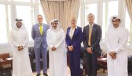 FROM LEFT: Abdulaziz bin Nasser Al Khalifa, CEO, QDB; Prof Dr. Niclas Adler, Chairman, IAG; H E Sheikh Dr. Abdullah bin Saud Al Thani, Governor, QCB; Ewa Polano, Swedish Ambassador to Qatar; Gustaf Hannerz, Deputy Head of Mission; and a representative fro