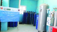The oxygen station set up by RAF in a paediatric hospital in Aleppo.