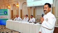 Baran Yucel (right), Chairman of Qatar Culinary professionals, during the Chef’s table meeting at Diplomatic Club Doha, yesterday.  Pic: Abdul Basit / The Peninsula
