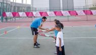 Children between the ages of six and nine during a training camp to discover their tennis potential at Aspire Zone on Sunday.