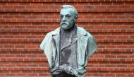 (FILES) This file photo taken on October 06, 2014 shows a statue of Swedish inventor Alfred Nobel, who founded the Nobel Prize, at the Karolinska Institute in Stockholm. AFP / JONATHAN NACKSTRAND.