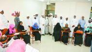 Qatari and Sudanese officials during the inauguration of the Holy Quran Tower constructed by RAF at the University of the Holy Quran and Islamic Sciences in Khartoum.