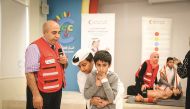 Children being educated about first aid at a session organised by Qatar Red Crescent Society (QRCS) at Katara’s Childhood Cultural Center.