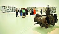 Iraqi artist Dia Al Azzawi press preview exhibition which was held at Al Riwaq Gallery yesterday.
(Pic: Baher Amin/ The Peninsula)