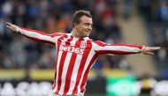 Stoke City's Xherdan Shaqiri celebrates scoring their second goal. (Reuters / Scott Heppell)