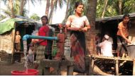 SITTWE, MYANMAR - MAY 2 : Rohingya Muslims pump water at a well in Thet Key Pyin camp near Sittwe, the capital of Rakhine state, Myanmar. ( Sitt Thway Naing - Anadolu Agency )