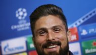 Arsenal's Olivier Giroud during the press conference. Reuters / Stoyan Nenov
