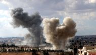 Smoke rises after Syrian oppositions attack Assad Regime controlled Military academy during an operation to break the siege of the regime forces in the city center in Aleppo, Syria on October on October 31, 2016. ( Mahmoud Faisal - Anadolu Agency )
