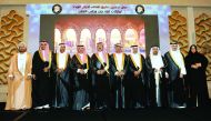 Heads of GCC news agencies at the launch of a unified mobile application for GCC news at the Sharq Village and Spa in Doha yesterday. Pic: Salim Matramkot/The Peninsula