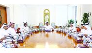 Emir H H Sheikh Tamim bin Hamad Al Thani chairing the Supreme Council for Economic Affairs and Investment meeting at the Emiri Diwan yesterday.