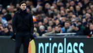 Tottenham Hotspur's Argentinian head coach Mauricio Pochettino looks on from the touchline during the UEFA Champions League group E football match between Tottenham Hotspur and Bayer Leverkusen at Wembley Stadium in north London on November 2, 2016. / AFP