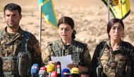 Jihan Sheikh Ahmed, a spokeswoman for the Syrian Democratic Forces (SDF), holds a press conference in the town of Ain Issa, some 50 kilometres north of Raqa, on November 6, 2016, to announce that the US-backed alliance has began a long-awaited operation t