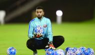Qatar goalkeeper trains at Aspire Academy in Doha yesterday.