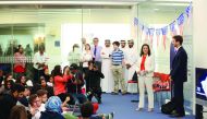Ambassador of the United States to Qatar, Dana Shell Smith, GU-Q students and staff at the election night event. 