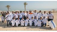 Eric Chevallier, Ambassador of France to Qatar, with Mansur Ajran Al-Buainain, Director of the Al-Wakrah Municipality, along with a number of participants in the Sustainability Week.