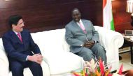 H E Dr Hamad bin Abdulaziz Al Kuwari with Ivory Coast  Prime Minister Daniel Kablan Duncan.