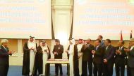 Officials at the National Day reception.