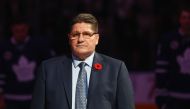Sergei Makarov is honored for his induction into the Hockey Hall of Fame prior to the game between the Toronto Maple Leafs and the Philadelphia Flyers at the Air Canada Centre on November 11, 2016 in Toronto, Canada. Bruce Bennett/Getty Images/AFP