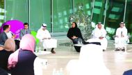 H E Sheikha Hind bint Hamad Al Thani with finalists of Stars of Science TV programme and alumni at Qatar Foundation.