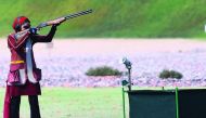 Qatari shooter Reem Al Sharshani in action during the 49th CISM World Military Shooting Championship at Losail Shooting Range.