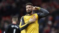 Arsenal's Olivier Giroud celebrates after the game. (Reuters / Phil Noble Livepic)